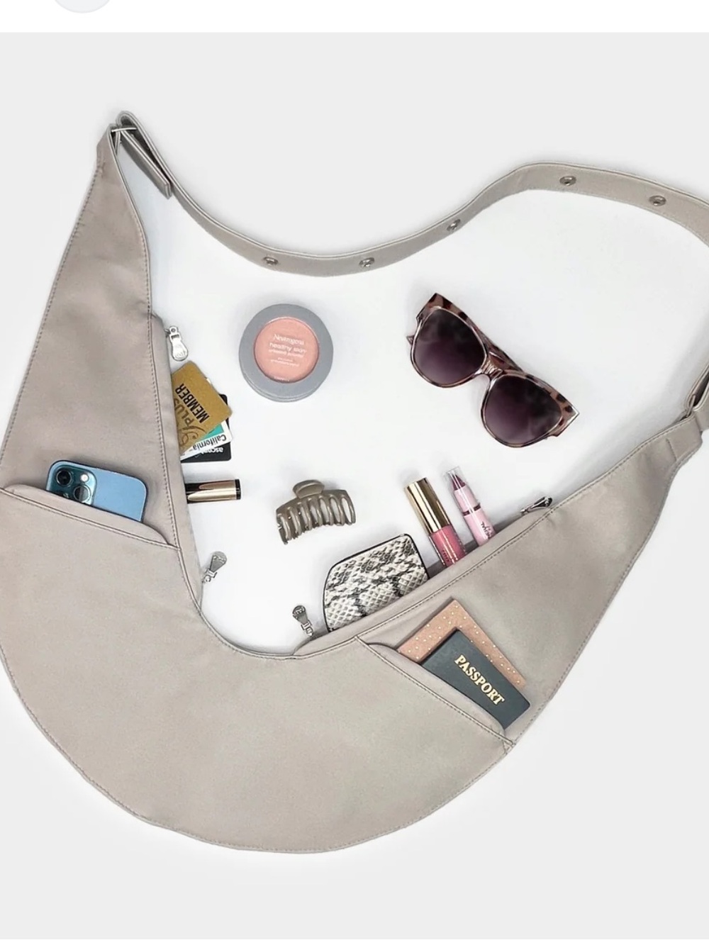 Expandable Sash Faux Leather Sash The Sash Bag Neutral Crescent Shoulder Bag